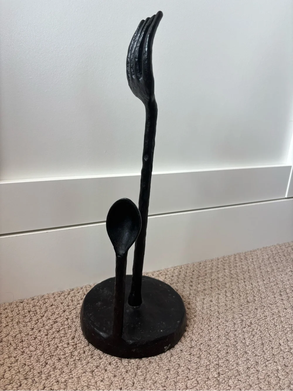 Rustic Black Sculptural Fork & Spoon Papertowel Dispenser